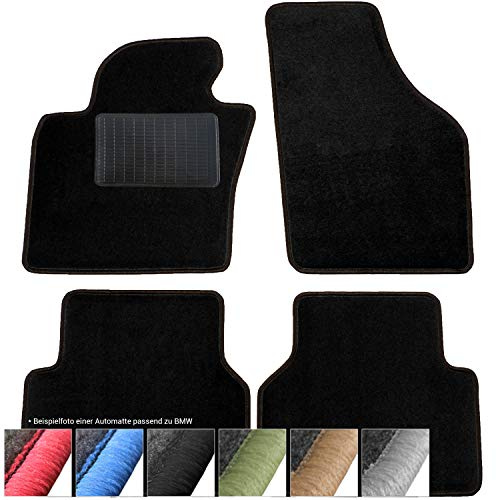 moto-MOLTICO Fußmatten Auto - Velours Autoteppiche passend für BMW 3er E46, Compact, Coupe (1998-2006) - 4-teiliges Set - Schwarze Automatten mit Schwarzen Ziernähten
