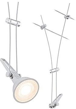 Paulmann CorDuo, punto luce singolo per sistema di cavi per faretti, 94488, Comet, massima CC: 12V 50 Watt, estensibile, bianco, opaco, cavi in metallo, GU 5,3, senza lampadine