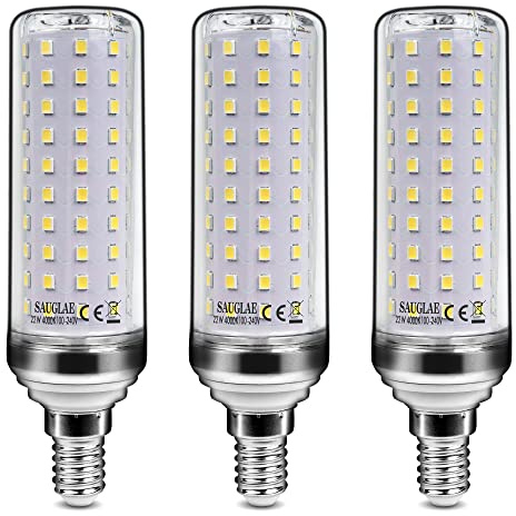 SAUGLAE Lampadine LED da 22W, 180W Lampadine a Incandescenza Equivalenti, Bianco Naturale 4000K, 2500Lm, E14 Piccola Vite Edison, 3 Pezzi