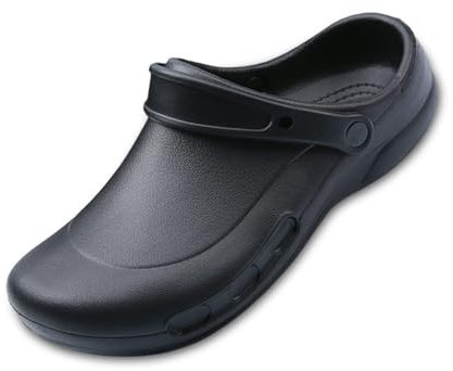 Herren Damen küchenschuhe rutschfest Arbeitsschuhe küche Clogs (Schwarz, Adult, Men, Numeric_40, Numeric_Range, eu_Footwear_Size_System, Numeric_41, medium)