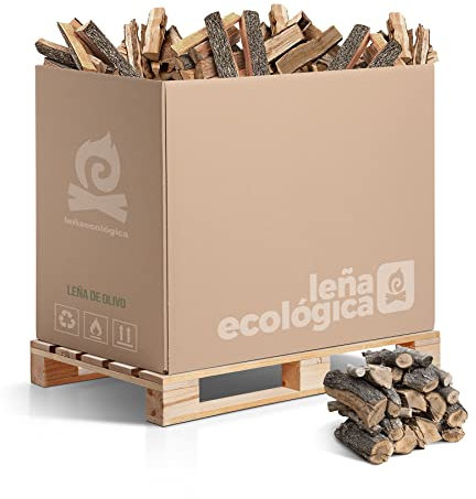 LEÑA ECOLÓGICA Leña de Olivo para Chimeneas, Estufas, Barbacoas y Hornos de Asar. 0,4m3 de leña de Olivo Troncos de leña Medianos 30-40CM Alta Durabilidad Gran Poder calorífico