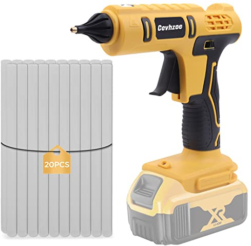 Pistola de pegamento caliente, pistola de pegamento inalámbrica, pistola de pegamento caliente de tamaño completo para batería de iones de litio DeWalt de 20 V con 20 barras de pegamento de 0.4
