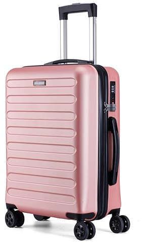 FLIEE Cabin Suitcase Hard Shell | Lightweight | Telescopic Handle | TSA 3 Digit Combination Lock | 55x40x20cm Cabin | Suitable for Ryanair, Easyjet, Jet 2 Paid Carry-ons | (Rose Gold, Cabin 20'')