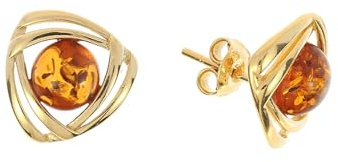 Orecchini in ambra di Artisana, eleganti e moderni, incastonati in argento sterling 925/000 placcato oro, argento Sterling 925/000 placcato oro Ambra baltica, Ambra