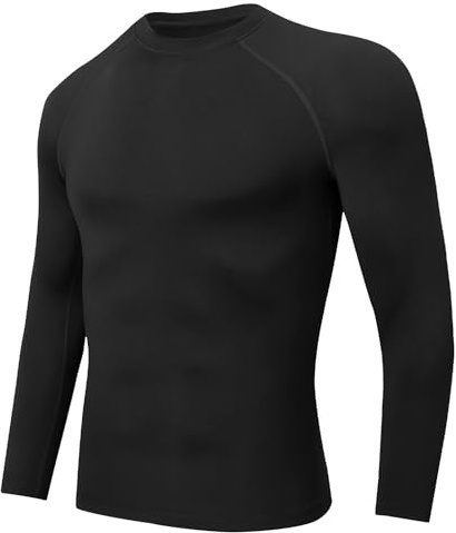 Djtnzdm Maglia Termiche Uomo Invernale Maglietta Termica Uomo Sportivo Maniche Lunghe Uomo Biancheria Termica Uomo Ciclismo Termica Maniche Lunghe Sci Termica Calcio Intimo Uomo Compressione Nero XL