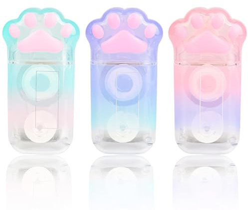 3 Pcs Cat Paw Correction Tape, Cute Correction Tapes Roller White Out Roller Portable Tape, cat stationery for Home Office Working and Students -Color
