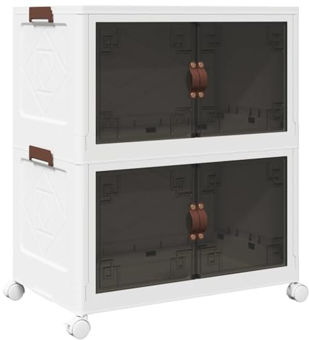 vidaXL Scatola Portaoggetti con Ruote 2 Livelli 75 L 64x40x76 cm, Scatola di immagazzinaggio, Contenitore di stoccaggio della Cucina, Scatola di immagazzinaggio di plastica