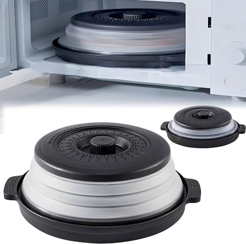 JIAMIAN 2PCS Couvercle De Four à Micro Ondes, Couvercle Anti Éclaboussures D'huile, Couvercle De Protection Anti Jet En Silicone, Couvercle Pliant Multifonctionnel Pour La Cuisine (Noir)