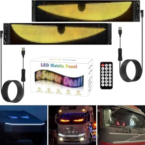 Flexible Panneau Affichage LED, Plaque Lumineuse Camion Personnalisé, Bluetooth Panneau Publicitaire Lumineux Programmable Voiture Plaque Lumineuse Camion(102x348mm)