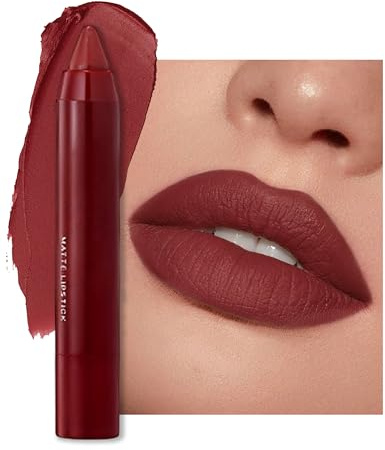 Erinde Lápiz de Labial 2 en 1 mate y delineador de labios, labial permanente larga duración 12 H, resistente al agua y al agua, esmalte de labios de terciopelo de larga duración, hidratante