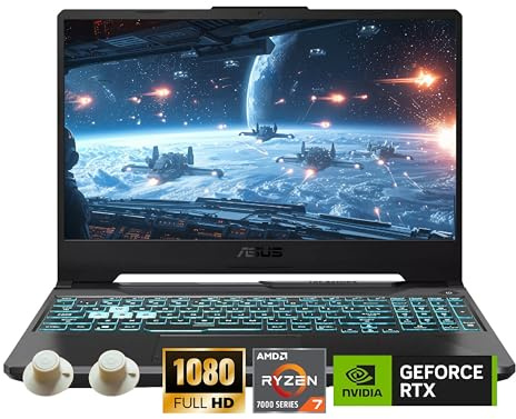 ASUS TUF A15 Gaming Laptop, AMD Ryzen 7 7435HS Processor, NVIDIA GeForce RTX 3050, 15.6 inch Full HD Display, 16GB DDR5 RAM, 512GB SSD, Backlit Keyboard, Windows 11 Home, Wi-Fi, Alpacatec Accessory