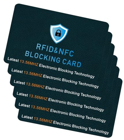joonnair Lot de 6 Carte Anti RFID/NFC, Protection Carte bancaire sans Contact, Carte Bloqueur RFID, Fini Les Etuis et Pochettes, Protégez Vos Cartes Bancaires, Cartes de Crédit et Passeport