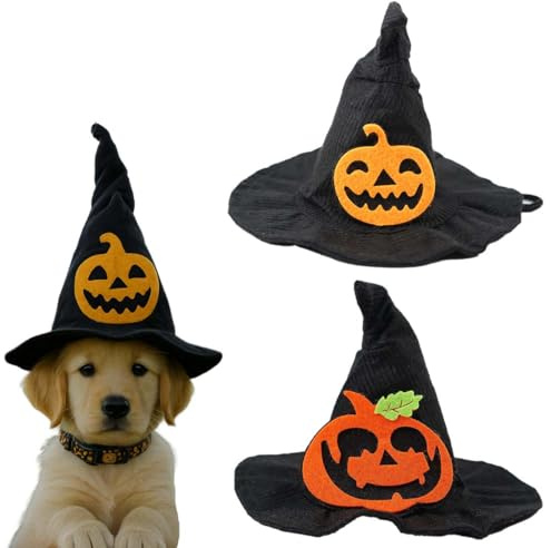 2 pz Cappello Strega Pet, Cappello per Cani di Halloween per Animali Domestici, Costumi di Halloween per Cani di Piccola Taglia e Gatto per Halloween, Natale, Cosplay Decorazione