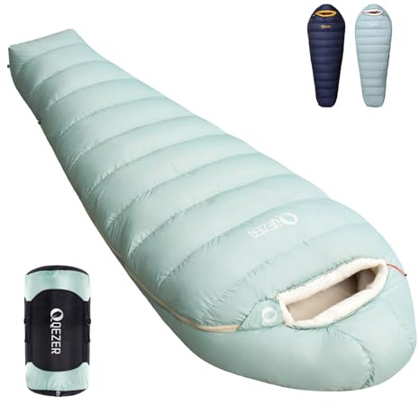 QEZER Down Sleeping Bag for Adults with 620 Fill Power Down Ultralight Mummy Backpacking Sleeping Bag