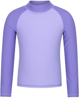 Mountain Warehouse Rashguard pour enfants - Protection UV - Rashguard - Manches longues - Coutures plates - Séchage rapide - Tissu extensible - Printemps été, natation, violet clair, 9-10 Years