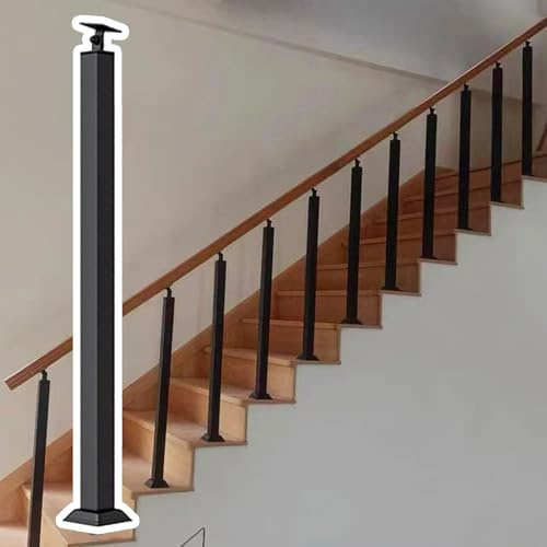 Kit di balaustre per scale in metallo nero, balaustra quadrata con connettori e scarpe, con viti per terrazze e scale interne