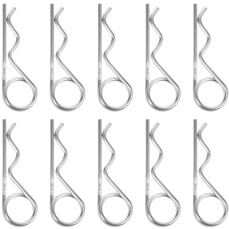 GLEAVI Pasador de Chaveta Elástico Forma de R Doble Aro M25 X 65 MM Acero Manganeso Resistente 10 Unidades Seguro para Maquinaria Industrial y Césped