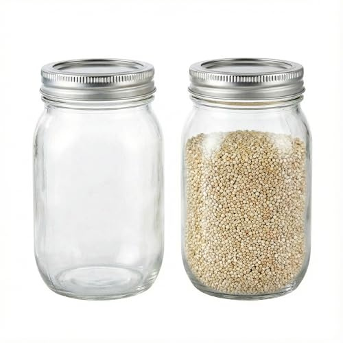 Shteriva 2er Set Einmachgläser 500 ml – Mason Jars mit zweiteiligem luftdichtem Deckel, Schraubgläser für Meal Prep, Marmelade, Honig, Overnight Oats, Babynahrung & Aufbewahrung