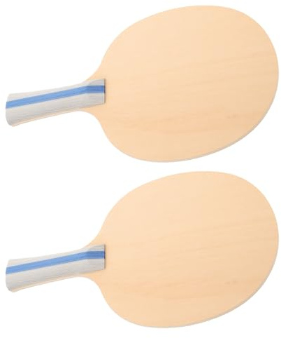 SUPVOX Palas de Tenis de Mesa de Madera sin Terminar 2 Piezas Raqueta de Mesa para Principiantes Control Fuerte Superficie Pintable Tamaño Largo Mango Horizontal para Juegos