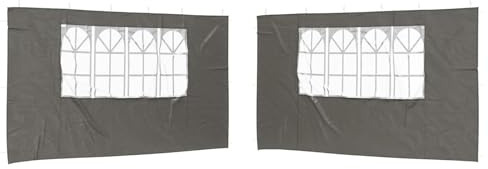 HFXHIJXQ Juego de 2 carpas laterales para fiestas, 400 x 195 cm, paneles laterales para cenador con ventanas, color antracita, cortavientos, paredes laterales de PE y acero, resistentes a la