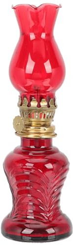 HOMSFOU Lámpara de Queroseno Diseño Delicado Vintage de Vidrio Rojo y Uso en Iluminación Romántica y Retro para Decoración del Hogar