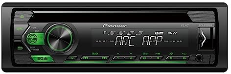 Pioneer DEH-S120UBG, 1-DIN RDS-Autoradio mit grüner Tastenbeleuchtung, Display weiß, Android-Unterstützung, 5-Band-Equalizer, CD, MP3, USB, AUX-Eingang, ARC App