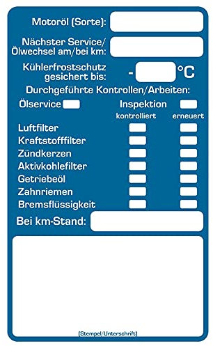 100x Ölwechsel Anhänger Ölwechsel Aufkleber Eichner | Ölwechselanhänger, Ölzettel Anhänger Werkstatt | Inspektionszettel