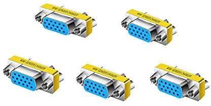 LNHCAW VGA Female to Female Adapter 5-Pack – HD15 Gender Changer Coupler for Monitor, Projector, Display(5, Female to Female)