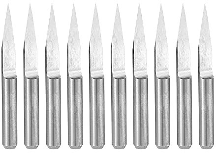 sourcing map Wood Engraving Bit Solid Carbide 3.175mm 1/8 Shank, 20 Degree 0.1mm Tip CNC Router Tool for Acrylic PVC MDF PCB Wood Carving, 10pcs