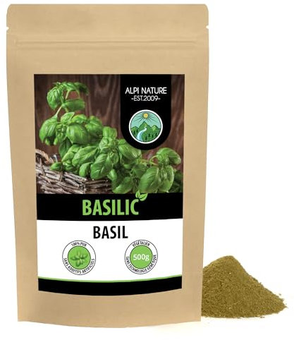 Alpi Nature Basilic Séché 500g, Feuilles de Basilic Séchées et Moulues, Assaisonnement Italien