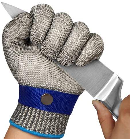 APTTOOL Gant Anti Coupure, Version 2.0 Améliorée des Gants de Boucher en Maille pour Couper la Viande, la Pêche, le Hachage en Tranches (M)