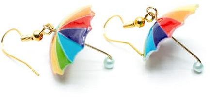 Miniblings Regenschirm Ohrringe Hänger Regen Schirm Regenbogen bunt LGBTQ+ - Origineller Modeschmuck I Ohrhänger Ohrschmuck versilbert