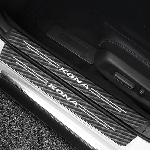 4 Piezas Protectores de Umbral de Puerta de Coche de Fibra de Carbono para Hyundai Kona, Decoración para Estribos Pegatinas Protección de Umbral de Puerta B