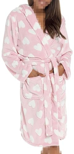 A2Z Dam Lyxig Fleecemorgonrock Med Hjärtmönster Morgonrock - Robe 133 Pink 20-22