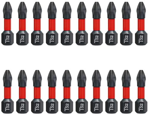 Teocpai 20PCS 25mm Embouts de Tournevis à Tête Tournevis Cruciforme PH2 Embout Visseuse Aimanté, Mèche Croisée Antidérapante Embout Visseuse Magnétique à Tige Hexagonale