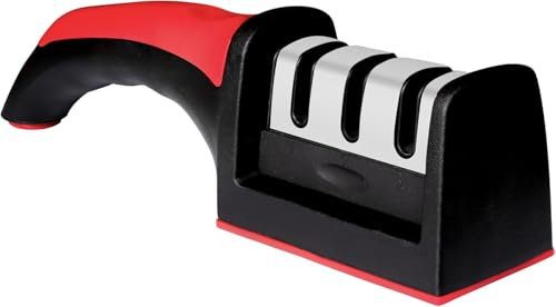 XE Affilacoltelli da Cucina - Affilacoltelli Manuale a 3 Fasi per Affilare Coltelli per la Casa e il Ristorante - Pietra Ceramica, Piastre in Carburo di Tungsteno Strumento Affilacoltelli