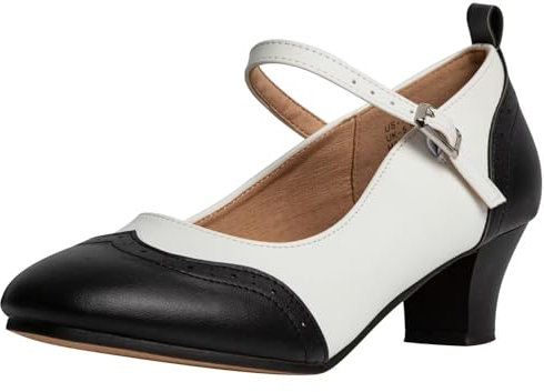 Asyusyu Schwarz-weiße Charakter-Schuhe für Damen, Farb-Tanzschuhe, schwarz / weiß, 40.5 EU