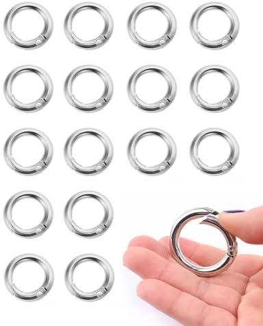 TPZORJX 16 Piezas Mosquetón Redondo - Anillo Tórico de Resorte de Metal Plateado Llavero de Aleación Llavero Accesorios para Bolsos, Llaveros, Manualidades