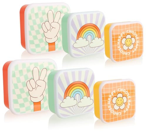 com-four® set di contenitori per la conservazione della freschezza da 6 pezzi con coperchio - contenitori per congelatore - scatole per salumi in 3 misure - contenitor (6 pezzi - Mix divertente)