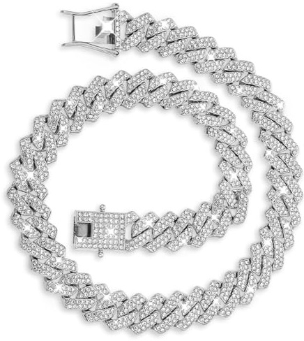 Prasacco Cuban Link Chain for Men Women Chain Necklace Iced Out Chain Diamond Chain Hip Hop Jewelry