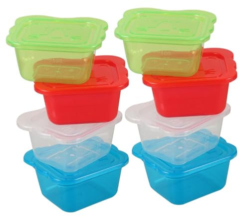 ANDRESLAD 8 Stück Aufbewahrungsboxen Für Babynahrung in Löwenform 4 Versiegelte Behälter Für Babynahrung Mit Deckel Zur Frischhaltung