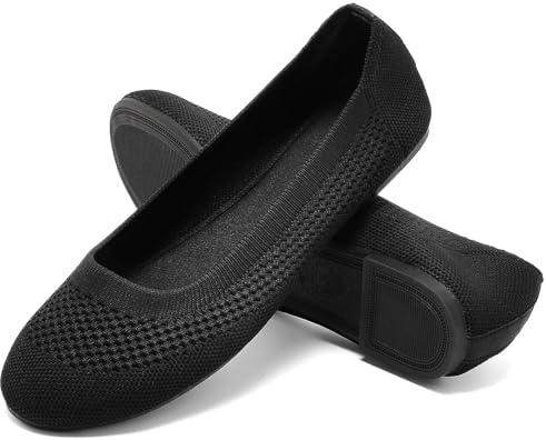 Pelbiuqik Ballerines Femme Flats Chaussures,Confortable Pliable Tricotées Ballerines Élégante Slip on Walking Robe Ballerina Loafers