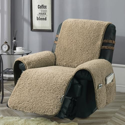 STONECREST Sesselschoner Sesselauflage, Sesselbezug für Fernsehsessel, Relaxsessel Bezug, Kunst-Boer Sherpa Schonbezug, Rutschfester Halt (Braun, 58cm)