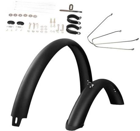Mountain Bike Wheel Protectors and Road Bike Fenders Complete Set with Mounting Accessories, 27.5 in Silver Brace