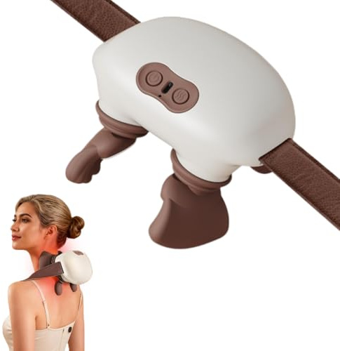 WRQIOO Neck and Shoulder Mass-Age, Rechargeable Wireless Neck Massa-ger with Hands, 2 Heat Levels and 3 Modes, Mass-Age Ma-Ster for Shoulder Ne-ck for Car, Office, Home, Ne-ck Pain Relief