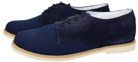 MADE IN SPAIN SBZ-191 Zapatos de comunión para niños, Color Azul Marino, Hechos en España en Materiales de Piel y Textil de Calidad NIÑO Zapato COMUNIÓN Marino 36