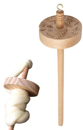 Fallspindel – Top Whorl garnspindel | handspindel av trä och metall, 32 | 5 cm ergonomiskt snidad, gör-det-själv garnspinnare för nybörjare och proffs, stickning, vävning, virkning, handarbete med 50