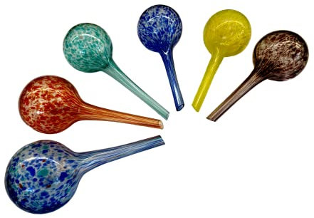Plant Watering Spheres Globes 6pc Outdoor Garden Pot Waterers Glass Colourful