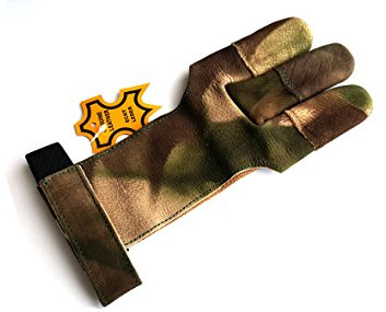 starlingukpkltd Guantes tradicionales de cuero genuino con tiro con arco de punta completa (mediano).