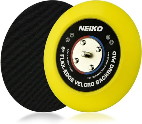 Neiko 30267A Flexible-Edge Hook-and-Loop PU Backing Pad for DA Sander Polisher Buffer, 6 Inches by 5/16 Inches, 24 Thread